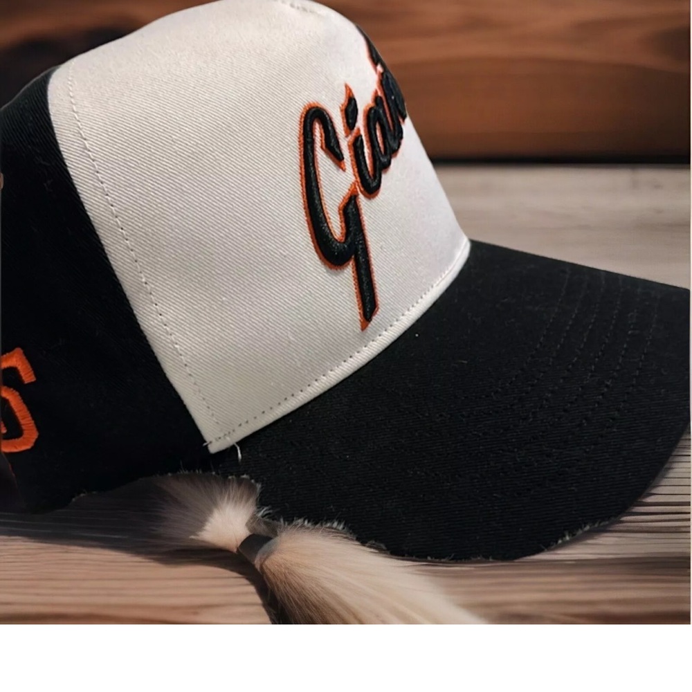 SF Giants Black and White Baseball Cap with Orange Embroidery